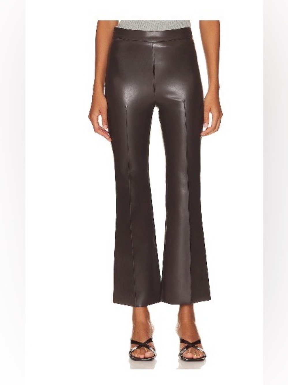 NWOT | GREY/VEN Porterfield Ethical Leather Flare Pants - Espresso | Size XS l